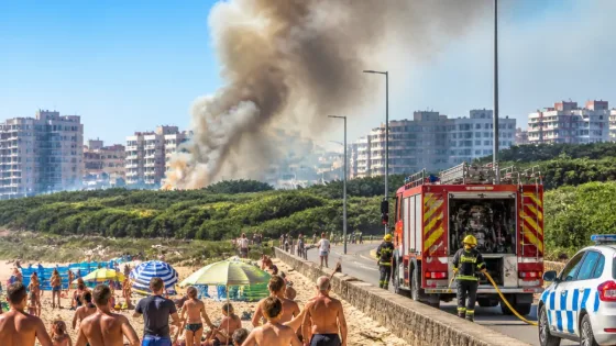 Incêndio em Aver-o-Mar mobiliza bombeiros e alerta banhistas na Póvoa de Varzim