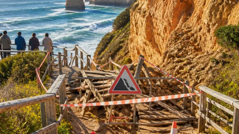 Acesso à Praia do Camilo em Lagos mantém‑se encerrado por riscos na arriba