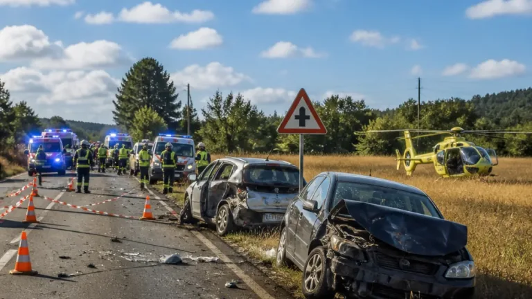 Acidente na EN 242 faz três feridos graves, entre eles um bebé, e deixa estrada cortada