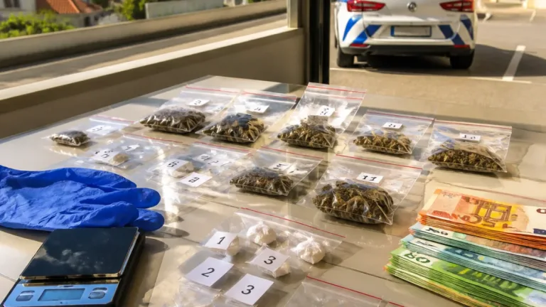 Almada: duas detenções por tráfico na Monte da Caparica com apreensão de droga e 634€