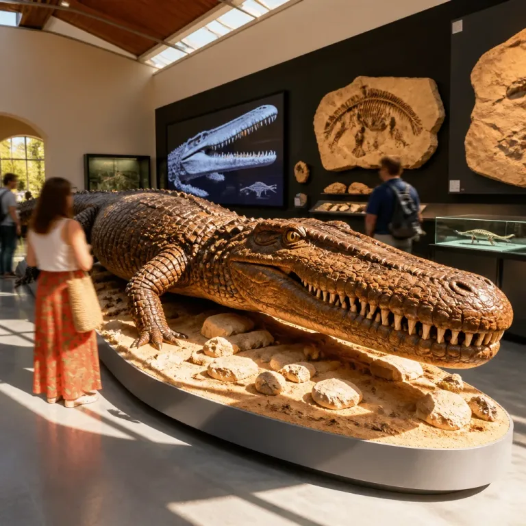 Réplica de quase 10 m de crocodiliano pré-histórico exposta em museu nos EUA