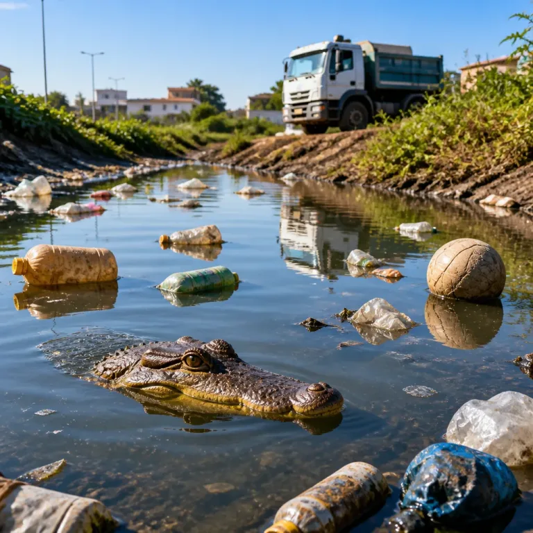 Jacarés nadam em canais poluídos do Rio de Janeiro e mordem sacos na procura de comida