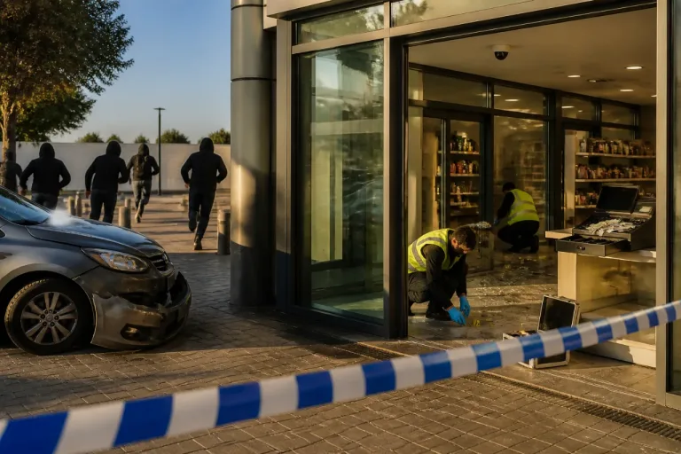 Assalto à mão armada em centro comercial de Leiria: três suspeitos roubam €3.500 e fogem após acidente
