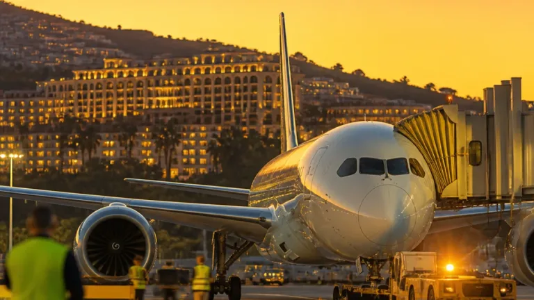Boeing 787 ligado à comitiva do príncipe herdeiro chega pela primeira vez ao Aeroporto da Madeira