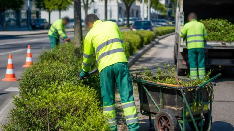 Câmara de Setúbal procede a limpeza e poda no separador da Avenida 22 de Dezembro