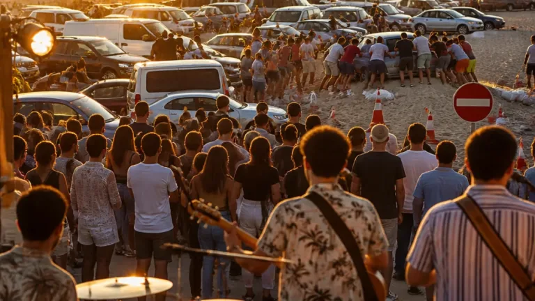 Concerto dos Vizinhos em Ovar reuniu público e ajudou a desatolar viatura na areia