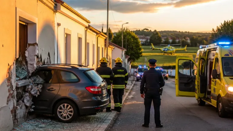 Despiste em Elvas: carro embate em habitação e mobiliza helicóptero do INEM