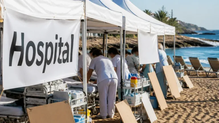 Enfermeiros instalam Hospital de Praia em Oeiras para alertar para crise do SNS