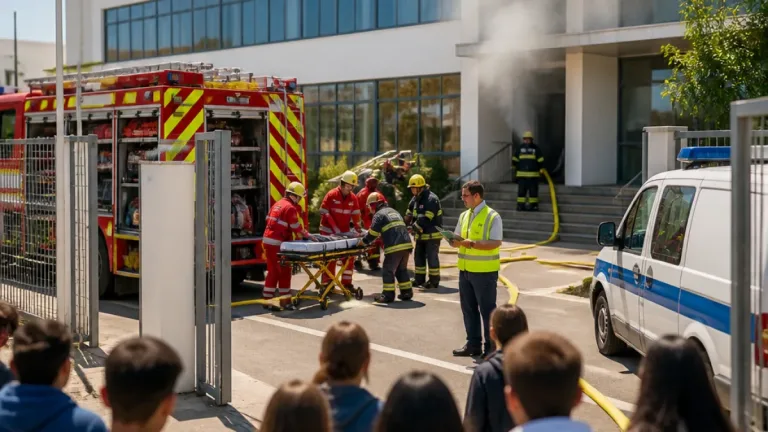 Escola Profissional de Aveiro testa emergência com simulacro envolvendo PSP e bombeiros