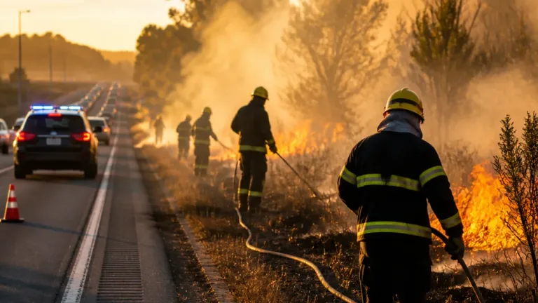 Incêndio em floresta junto à EN13 em Areosa condiciona trânsito em Viana do Castelo
