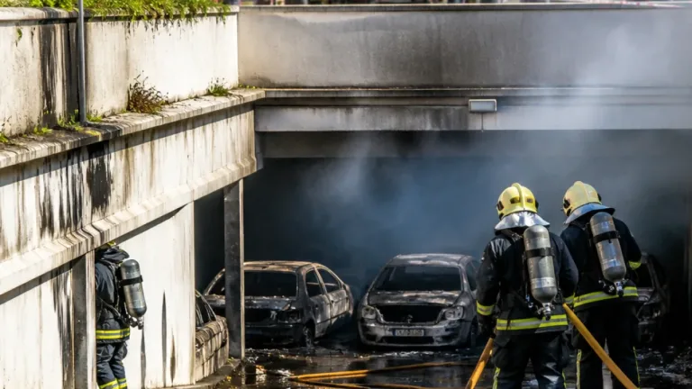 Incêndio em parque subterrâneo força evacuação de cerca de 300 moradores em Setúbal