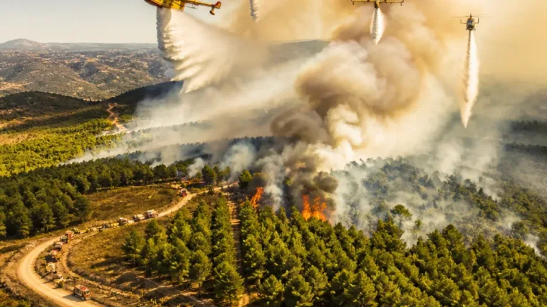 Incêndio em povoamento florestal mobiliza meios aéreos e operacionais em Bragança