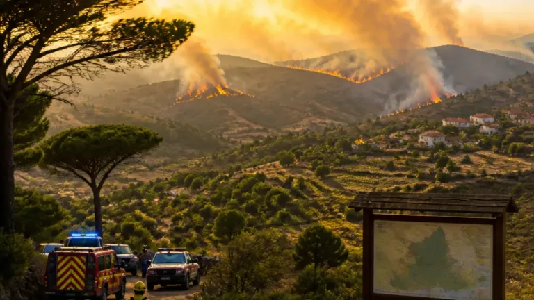 Incêndio iniciado na Guarda persiste e preocupa autarcas de Pinhel e Almeida