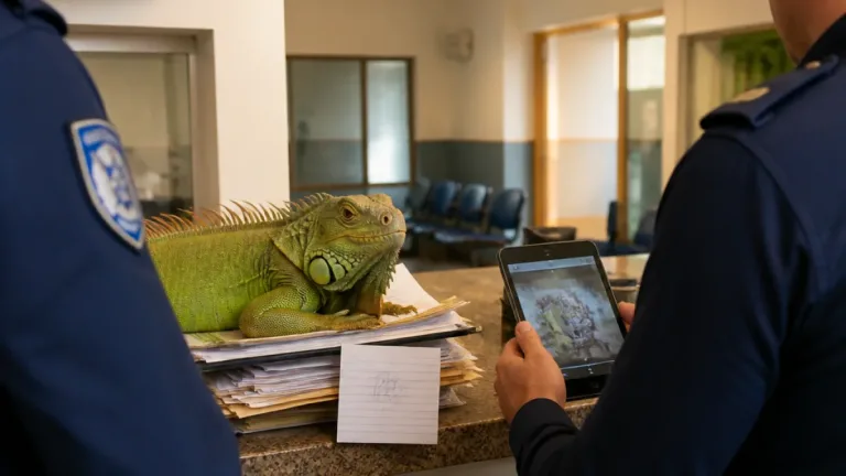 Leiria: PSP procura tutor após chegada de misteriosa visitante reptiliana à Esquadra