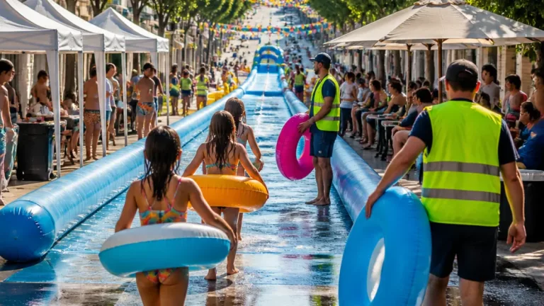 Matosinhos acolhe último dia do escorrega aquático gigante na Rua Dr. Abel Salazar