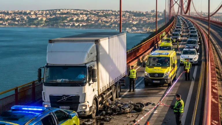 Motociclista morre na Ponte 25 de Abril; trânsito cortado no sentido Setúbal-Lisboa