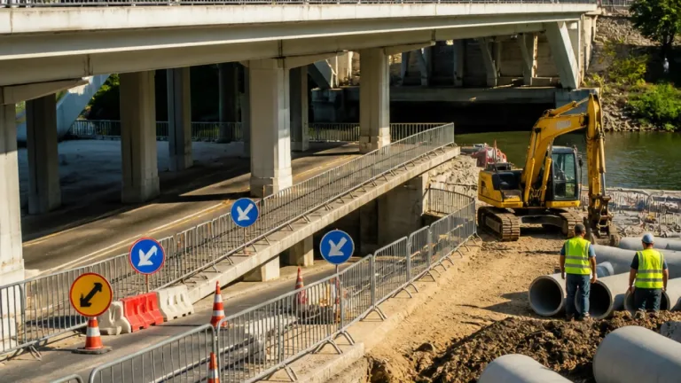 Ponte Açude: tabuleiro inferior cortado ao trânsito até 21 de agosto devido a obras do Metrobus