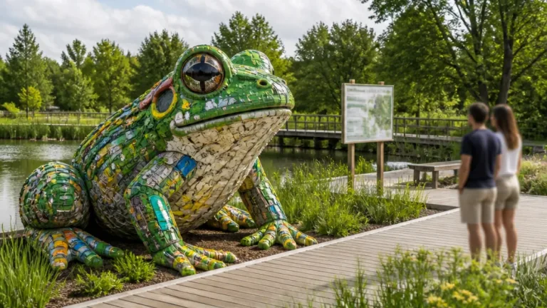 Ponte de Lima recebe rã gigante de Bordalo II no Parque Fernando Calheiros de Barros