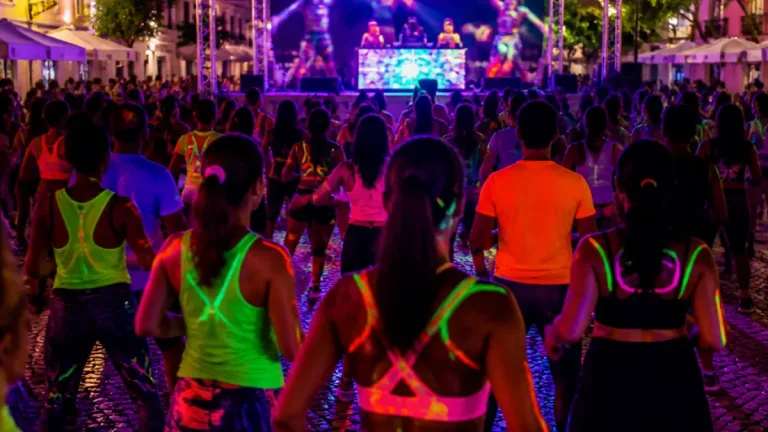 Praça transforma-se em palco de luz e música na edição da Festa Glow