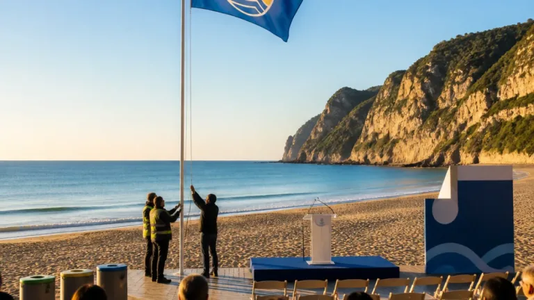 Praias de Sesimbra com Bandeira Qualidade de Ouro 2026 hasteada na Praia das Bicas