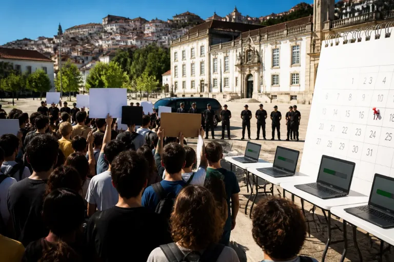 Protestos em Coimbra e incógnitas sobre exames marcam visita do ministro da Educação