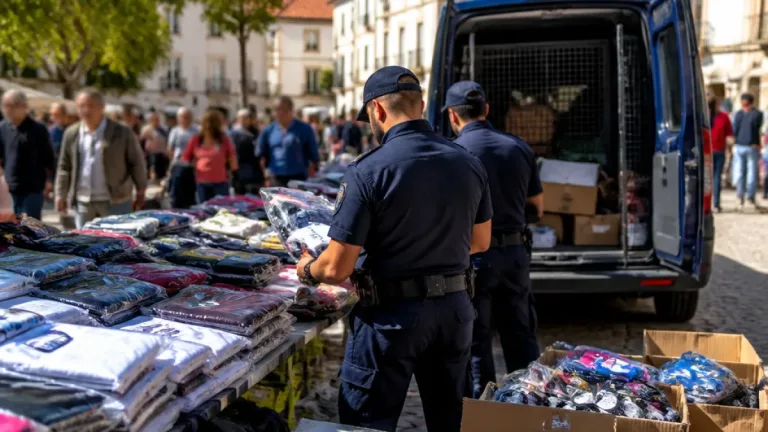 PSP apreende 861 artigos contrafeitos no mercado mensal de Portalegre e detém seis pessoas