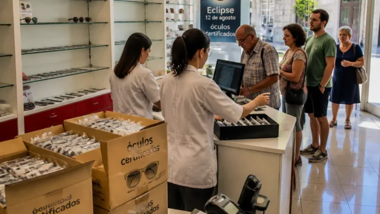 Rutura de stock em Bragança: procura por óculos para eclipse dispara nas farmácias e óticas