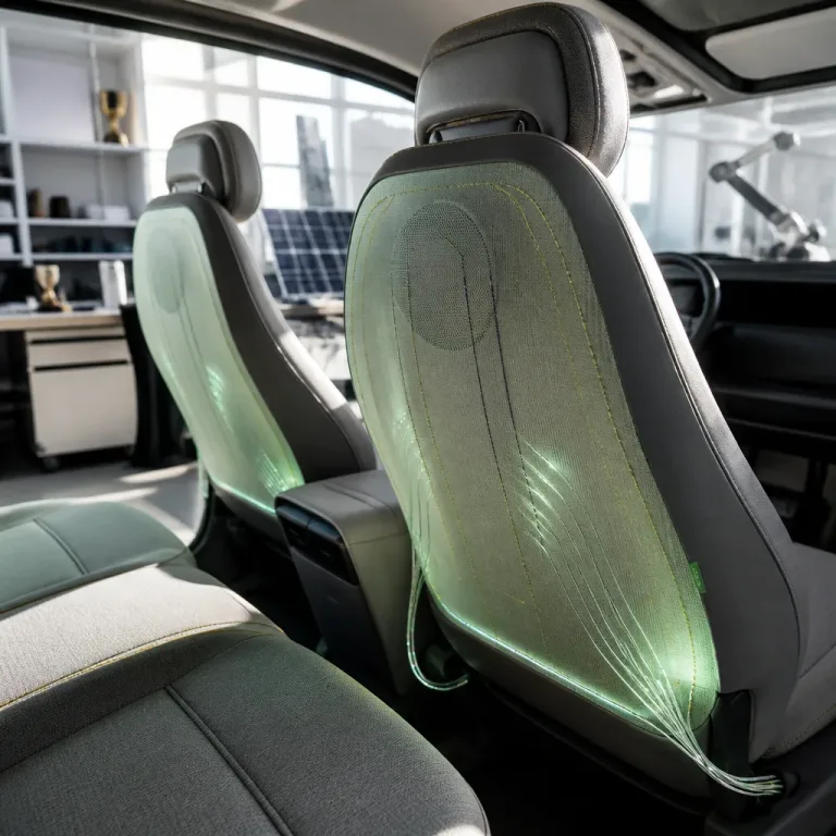 Bancos inteligentes para carro elétrico português reúnem som nos encostos e materiais sustentáveis