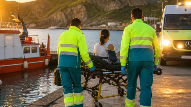 Turista resgatada após queda no Cais do Sardinha mobiliza bombeiros e SANAS